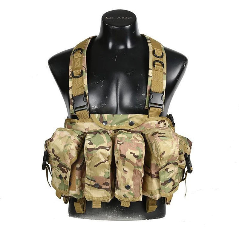 Chest rig Tactique Molle Body Armor – Camouflage Woodland, Porte-Chargeurs et Accessoires de Combat pour Airsoft et Chasse BLACKBEARD OUTDOOR INDUSTRIES