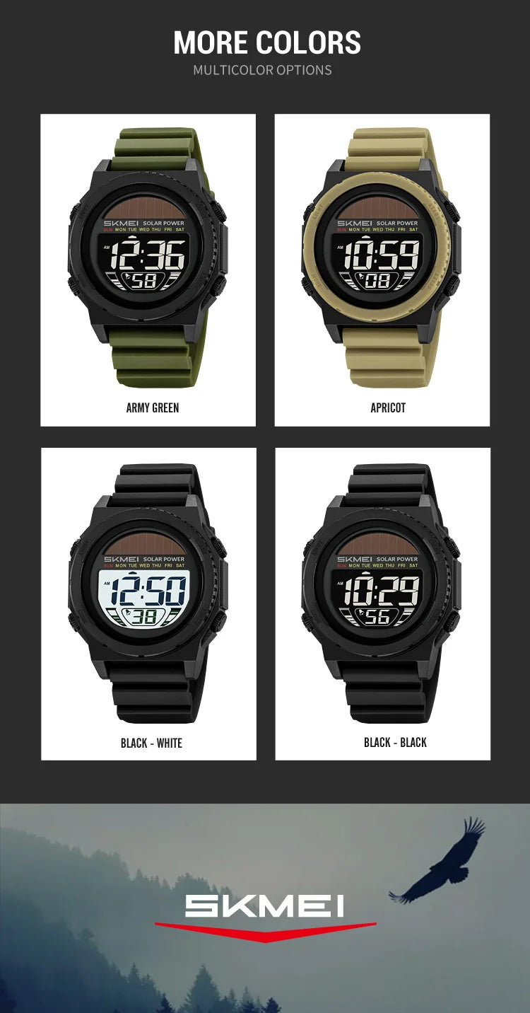 Montre Digitale Sportive Homme SKMEI 2358 – Énergie Solaire, Étanche 5Bar, Chronographe - BLACKBEARD OUTDOOR INDUSTRIES