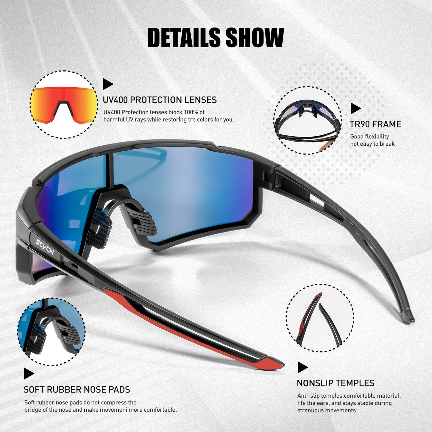 SCVCN Lunettes de Cyclisme UV400 – Modèle S1411 - BLACKBEARD OUTDOOR INDUSTRIES