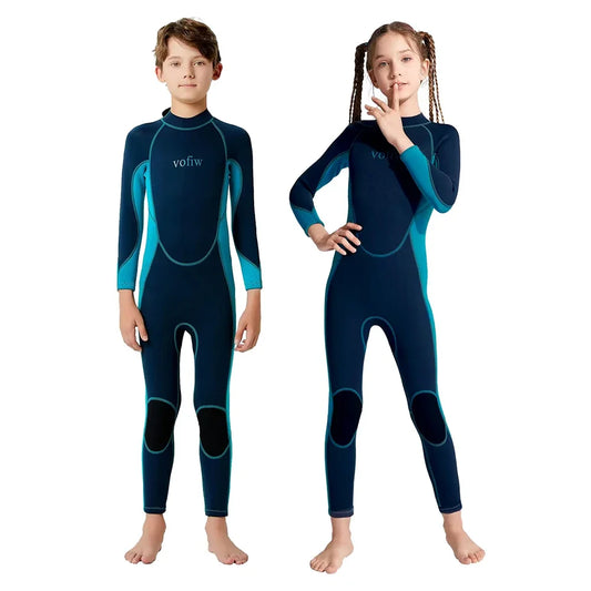 Combinaison de Plongée Enfant 3MM Néoprène à Fermeture Arrière – Maillot de Bain Surf, Snorkeling, Natation, Manches Longues pour Garçons et Filles - BLACKBEARD OUTDOOR INDUSTRIES