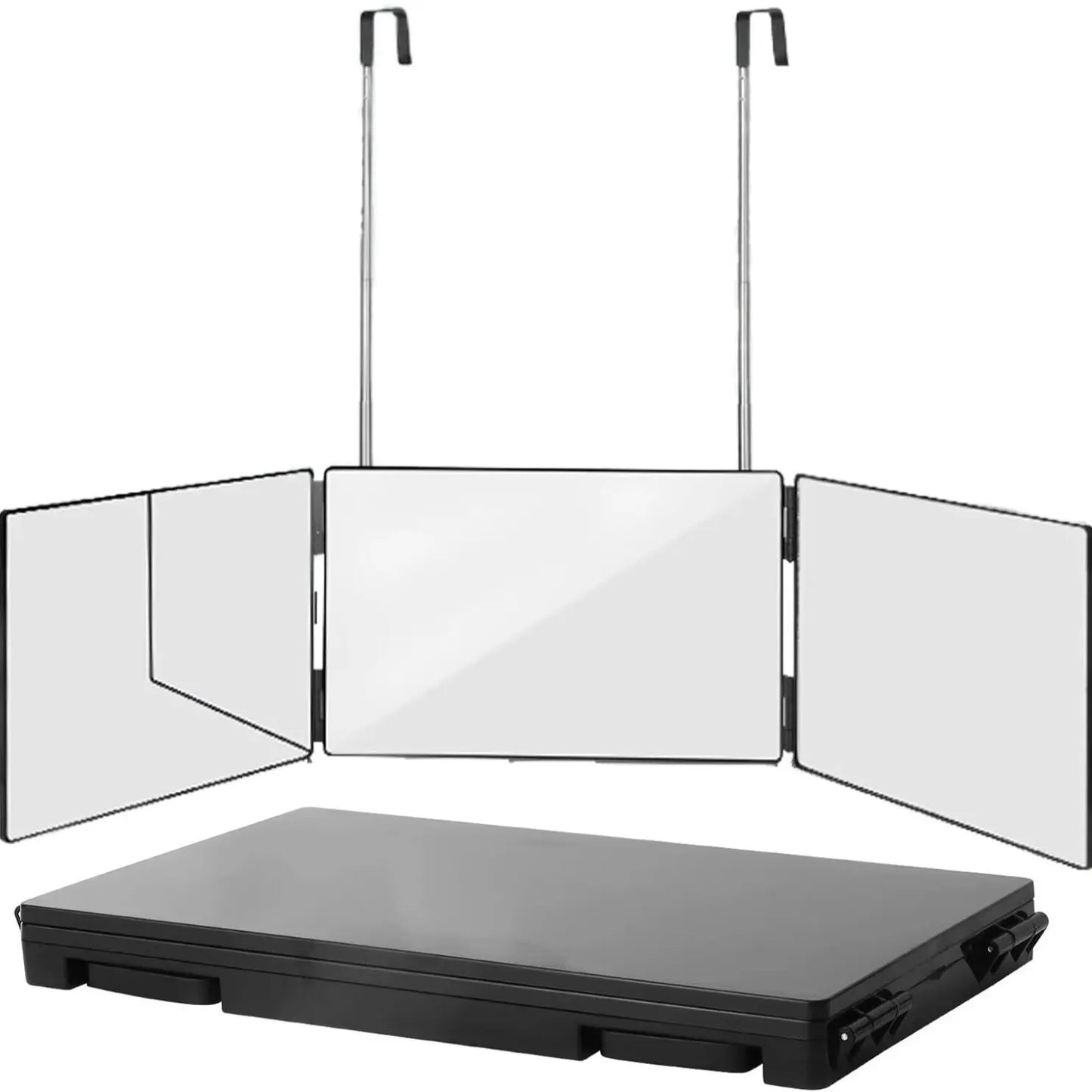 Miroir Trifold Portable 360° – Hauteur Réglable avec Crochets Télescopiques | Idéal Coupe de Cheveux, Maquillage, Rasage - BLACKBEARD OUTDOOR INDUSTRIES