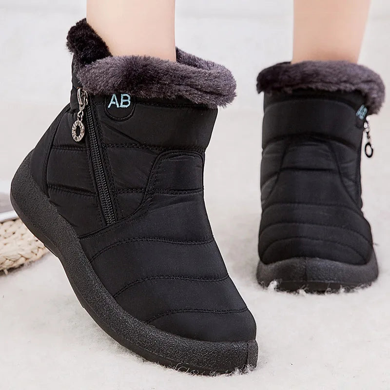 Bottines Hiver Femme Fourrées & Imperméables – Chaussures Chaudes à Talon Plat – Style Élégant & Confort – Neige / Froid - BLACKBEARD OUTDOOR INDUSTRIES
