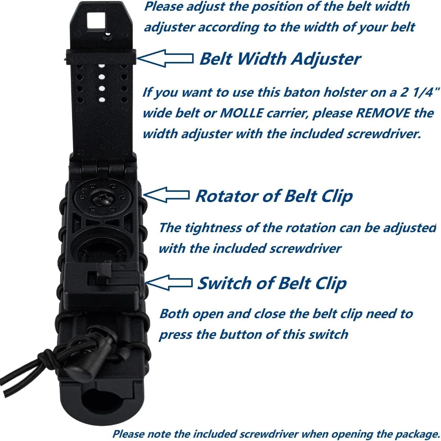 Support Tactique 360° pour Matraque – Pochette MOLLE Rotative pour Matraque Télescopique (16"-21"-26") – Étui en Nylon avec Clip de Ceinture BLACKBEARD OUTDOOR INDUSTRIES