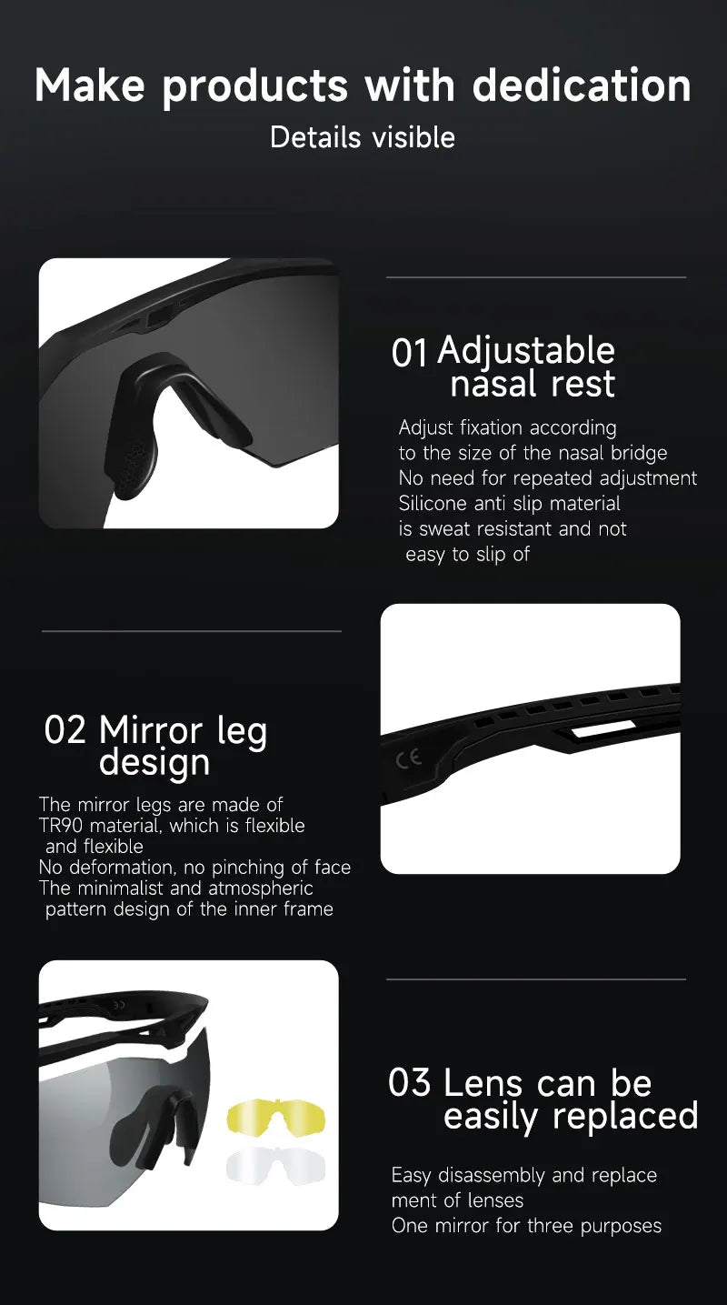 Lunettes Tactiques de Tir 3 Lentilles - Lunettes Résistantes aux Impacts, Anti-buée et Anti-vent BLACKBEARD OUTDOOR INDUSTRIES
