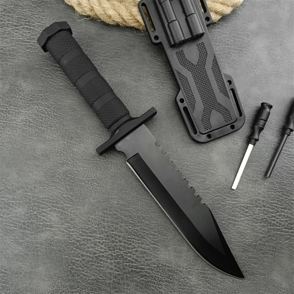 Couteau Fixe Militaire Quartermaster – 5Cr13Mov | 21.8 cm | Manche Fibre de Nylon | Tactique, Survie, Chasse, Outdoor - BLACKBEARD OUTDOOR INDUSTRIES