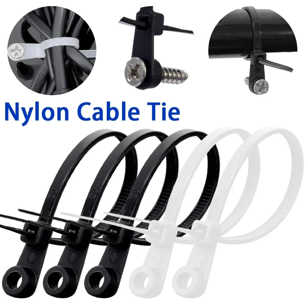 Serre-Câbles Nylon avec Trou de Vis – Lot de 100 ou 200 Pièces Attaches Auto-Bloquantes pour Câbles, Fils et Organisation DIY Bureau & Maison - BLACKBEARD OUTDOOR INDUSTRIES