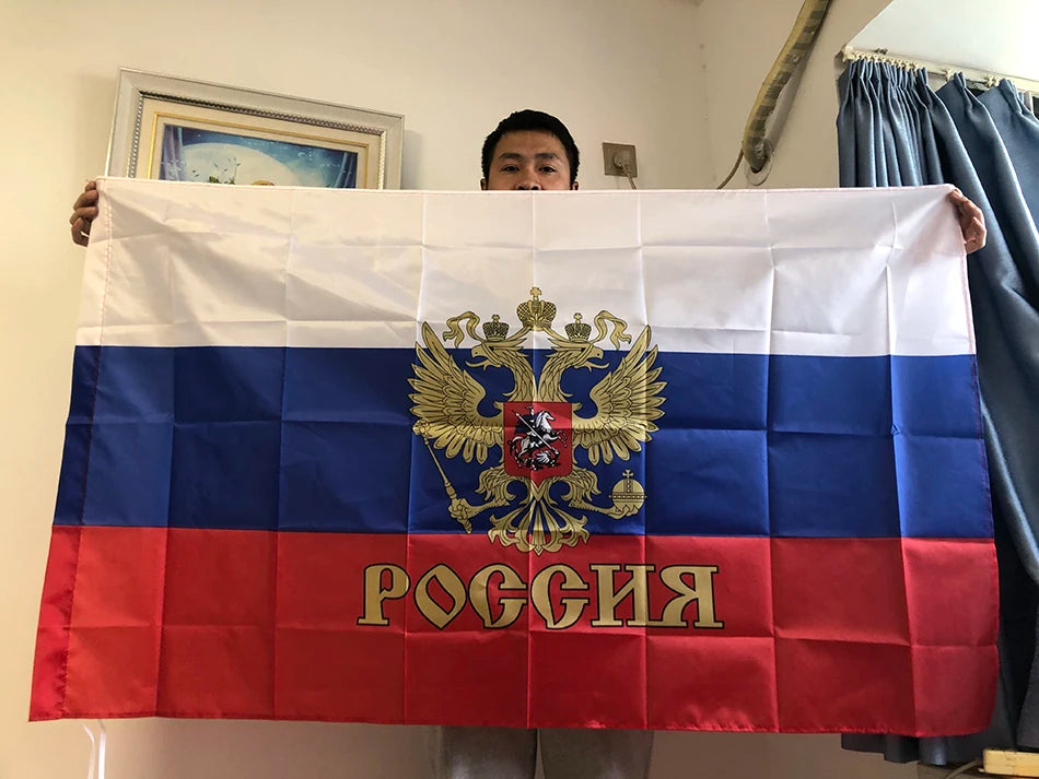 Drapeau de la Russie SKY FLAG – 90x150cm en Polyester, Drapeau Présidentiel Russe, Bannières Nationales de Russie BLACKBEARD OUTDOOR INDUSTRIES