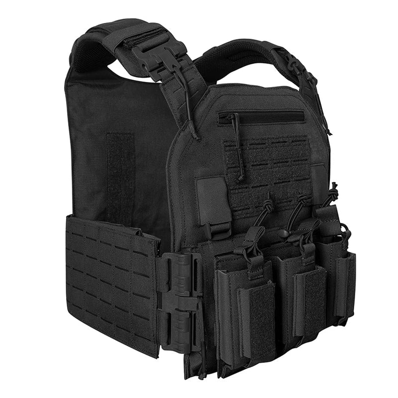Gilet de Combat 6094 Tactique - Gilet Détachable Rapide avec Système Laser Cut et Porte-Plaque de Protection - Équipement Tactique Noir BLACKBEARD OUTDOOR INDUSTRIES