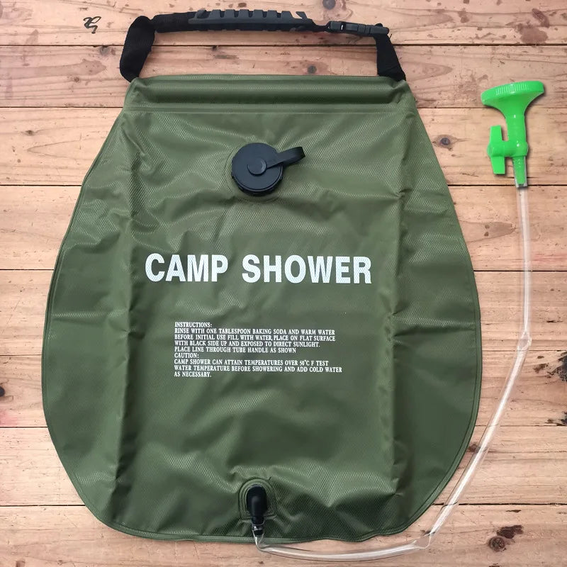 20L Solar Shower Bag – Sac Douche Solaire Portable 5 Gallons Vert Militaire pour Camping, Randonnée, Plage et Voyage - BLACKBEARD OUTDOOR INDUSTRIES