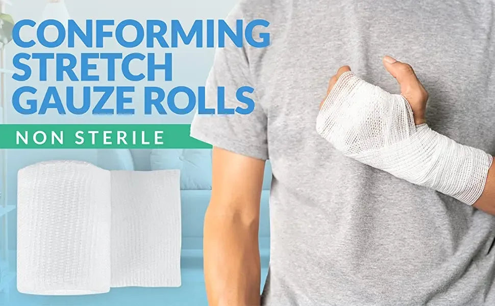 Bandages de Gaze Respirants - 4 Rouleaux - Fournitures de Premiers Secours Premium pour Aventuriers - Flexible - Bande de Pansement pour Soins des Plaies BLACKBEARD OUTDOOR INDUSTRIES
