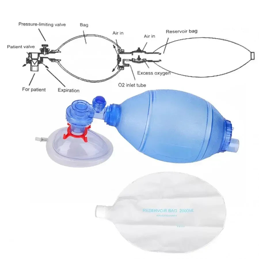 Kit de Réanimation Manuelle pour Enfant avec Masque Transparent et Sac PVC + Tuyau d'Oxygène et Sac de Réservoir - BLACKBEARD OUTDOOR INDUSTRIES