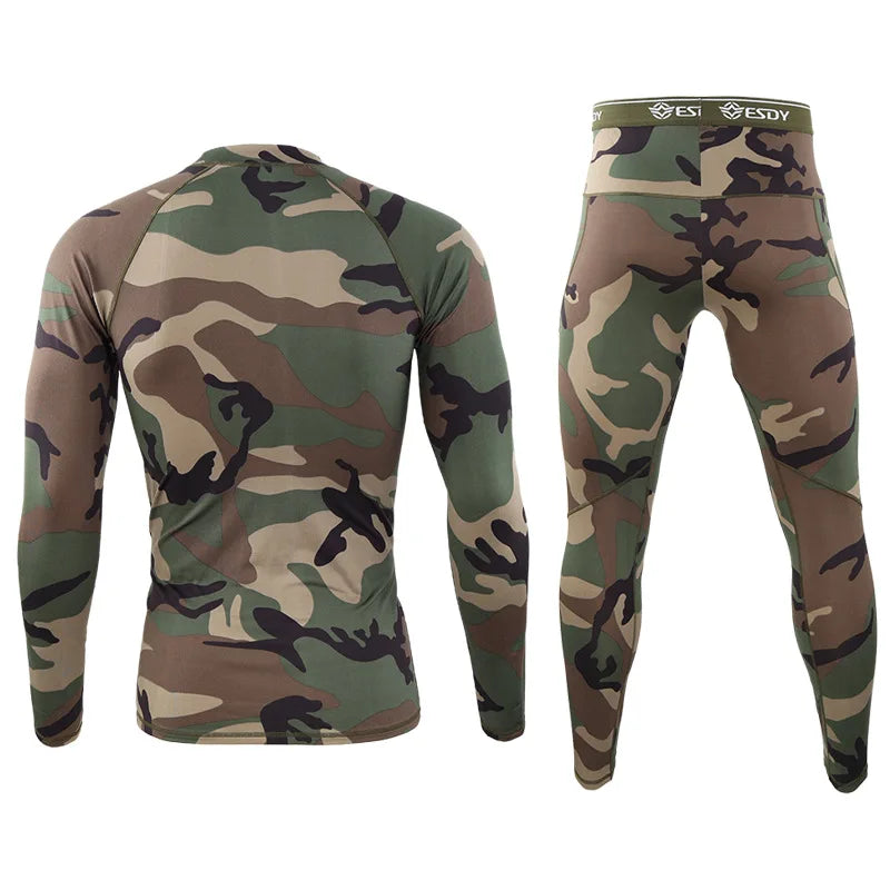 Ensemble Thermique Homme Camouflage – Sous-vêtements Chauds à Compression avec Polaire Intérieure - BLACKBEARD OUTDOOR INDUSTRIES