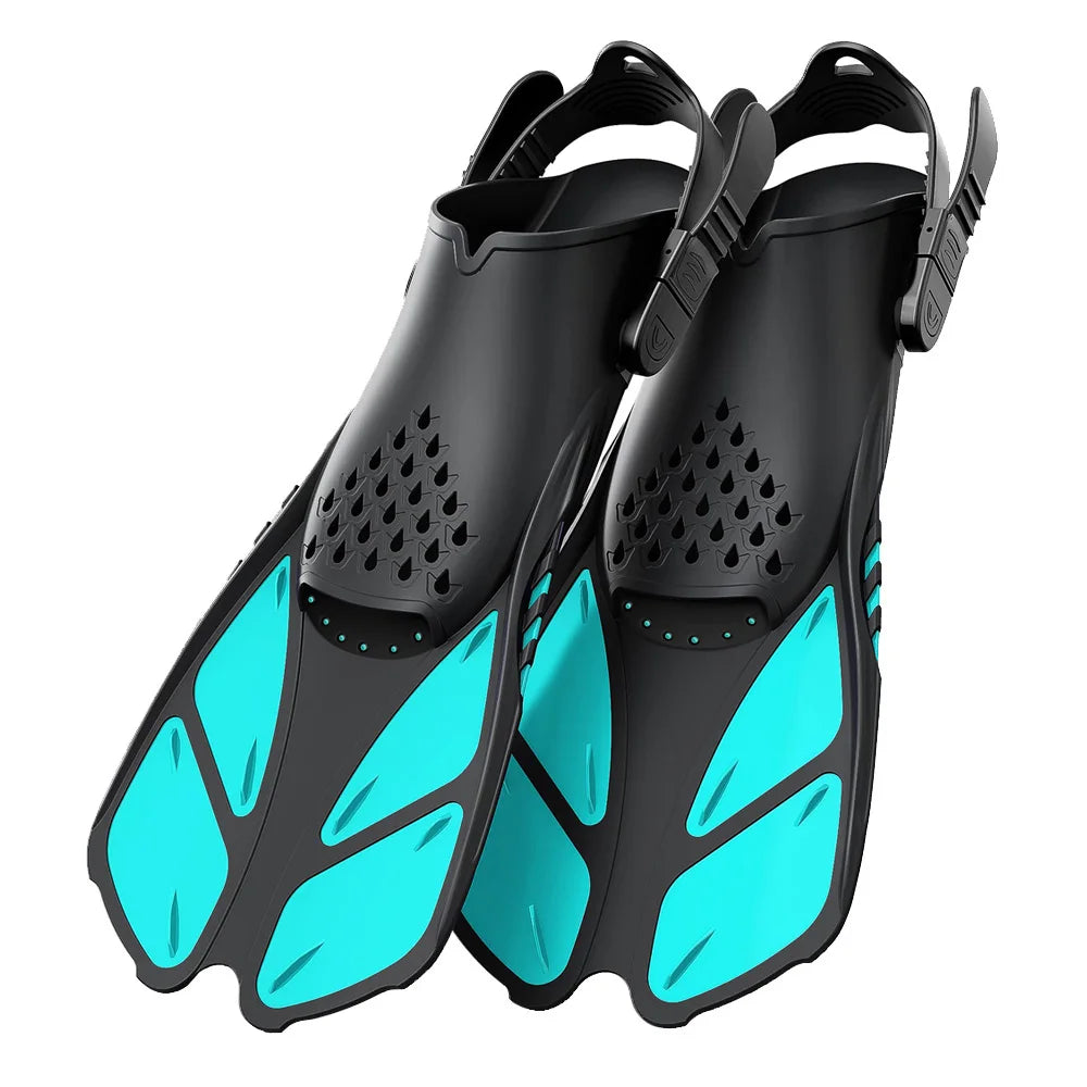 Palmes de Plongée Réglables Adulte – Fins Courtes en Silicone Ouvertes au Talon, Natation, Snorkeling, Voyage - BLACKBEARD OUTDOOR INDUSTRIES