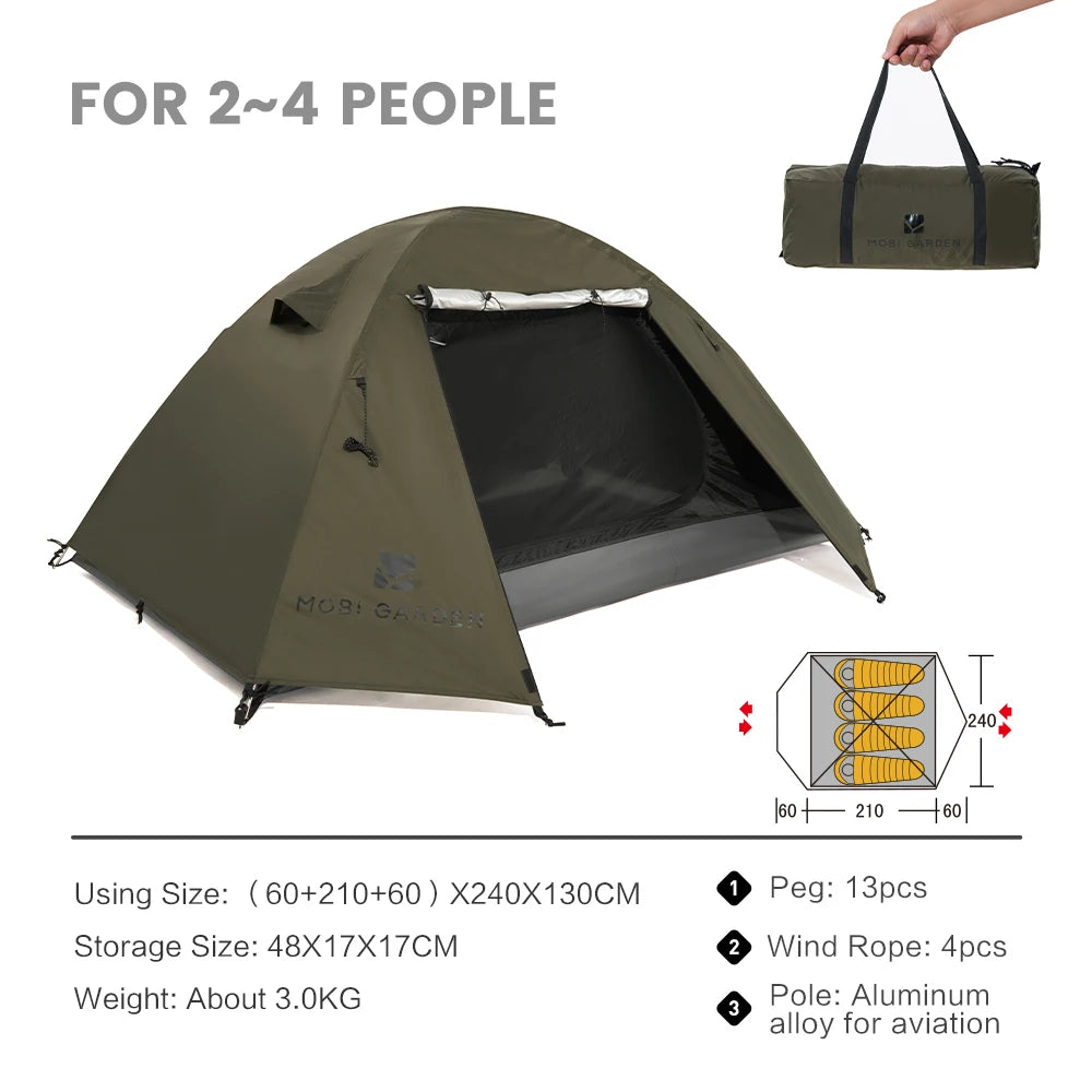MOBI GARDEN Tente de Trekking pour Camping et Randonnée - 3/4 Personnes - BLACKBEARD OUTDOOR INDUSTRIES