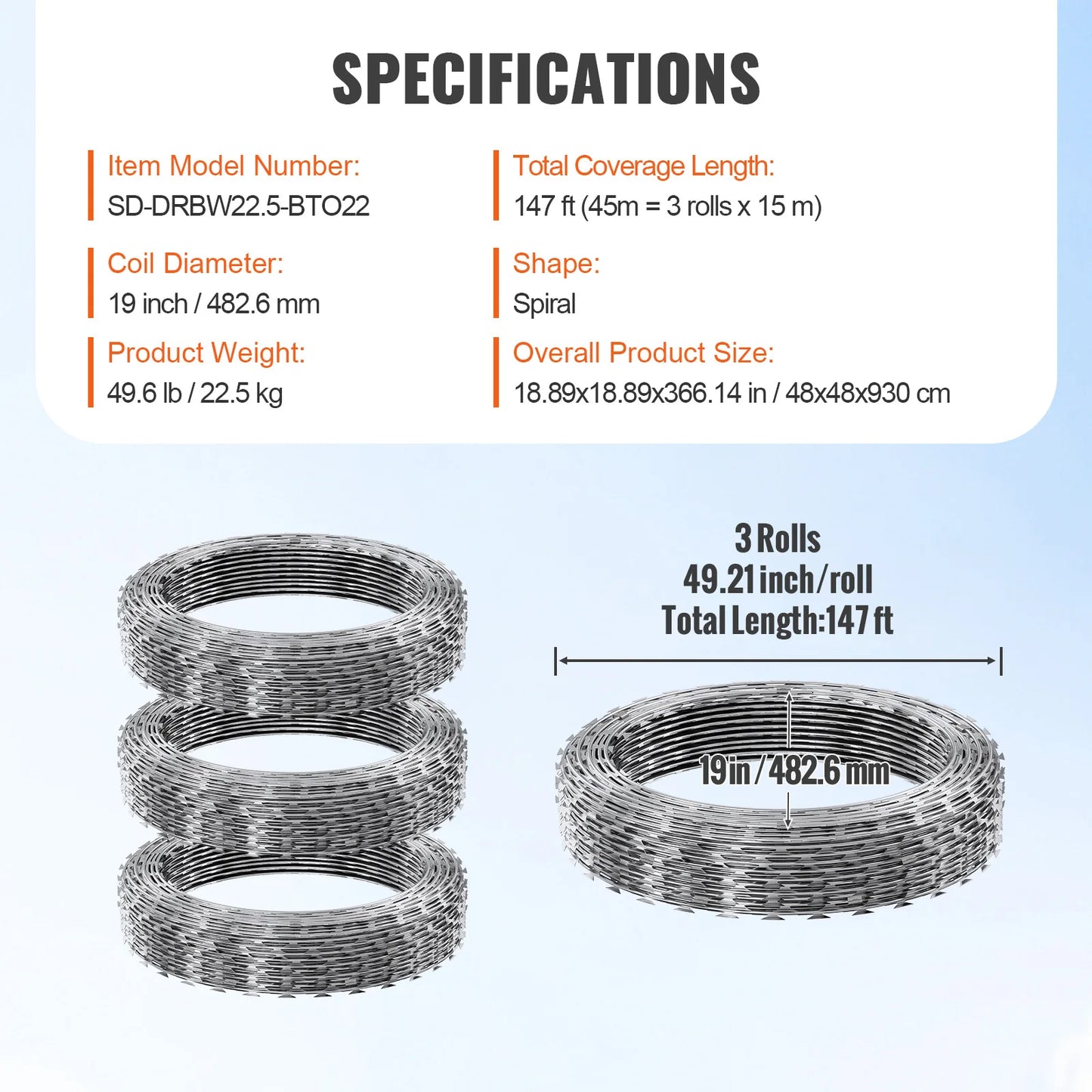 VEVOR Razor Wire – Rouleaux de Fil Barbelé Lames Doubles Spirales Galvanisé pour Clôture et Sécurité Extérieure - BLACKBEARD OUTDOOR INDUSTRIES