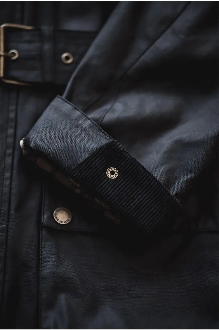 Men's Cargo Safari Oil Wax Jacket Waterproof England Casual Autumn Outwear Multi Pocket Corduroy Collar Wear Resistant Jackets BLACKBEARD OUTDOOR INDUSTRIES