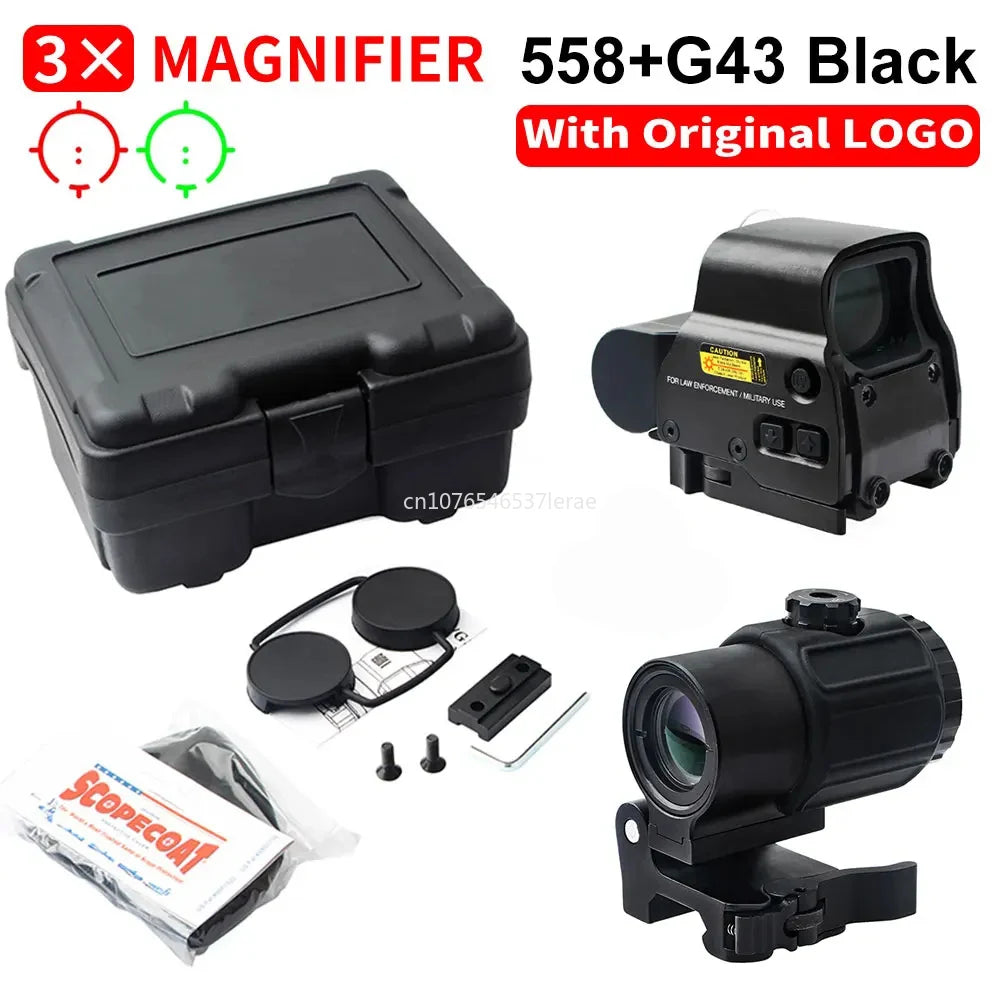 Viseur Holographique 558 avec Magnificateur G33/G43 3X ou G45 5X – Lunette Tactique pour Rail 20 mm – Airsoft, Chasse, Tir Ma boutique