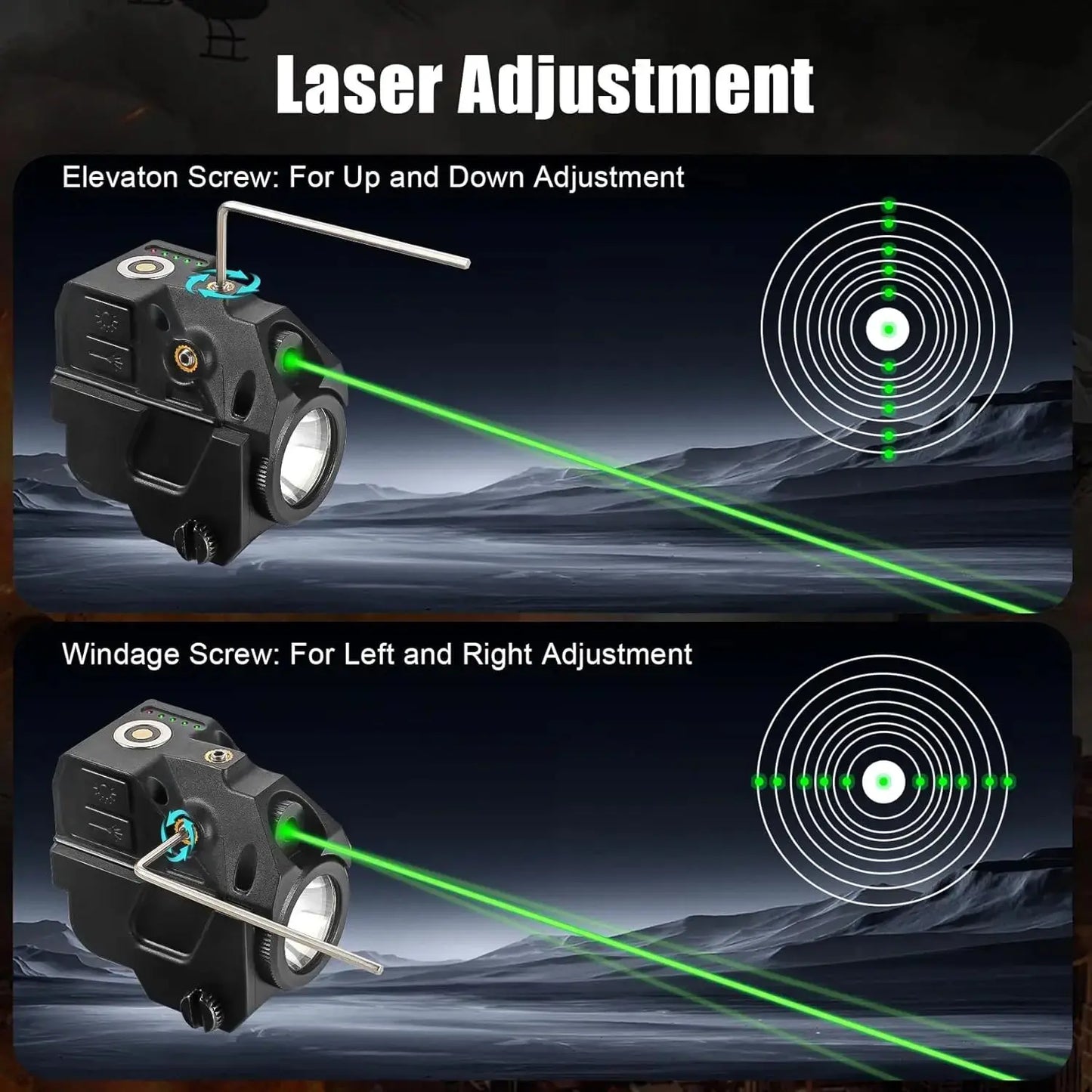 Laser Sight Compact avec Lampe Torche Rechargeable par Magnétisme – Point Vert pour Pistolet Ma boutique