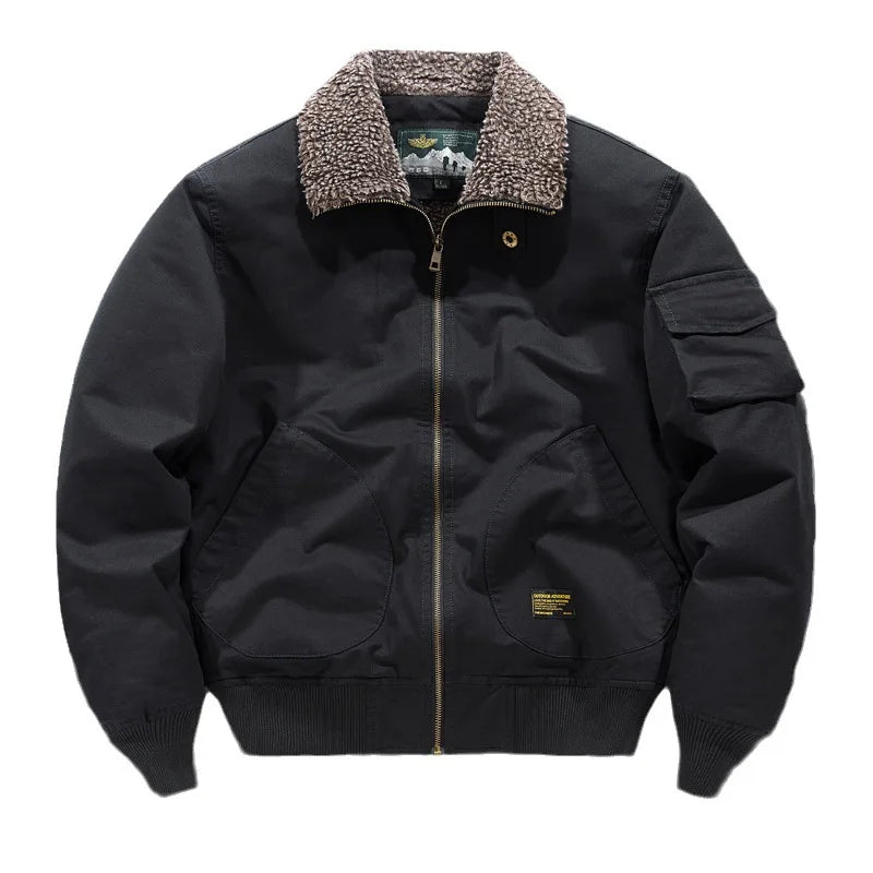 Veste d'Hiver Homme – Bombardier avec Doublure en Laine, Veste à Col Roulé, Manteau en Coton Chaud et Douillet – Parfaite pour les Voyages et le Travail BLACKBEARD OUTDOOR INDUSTRIES