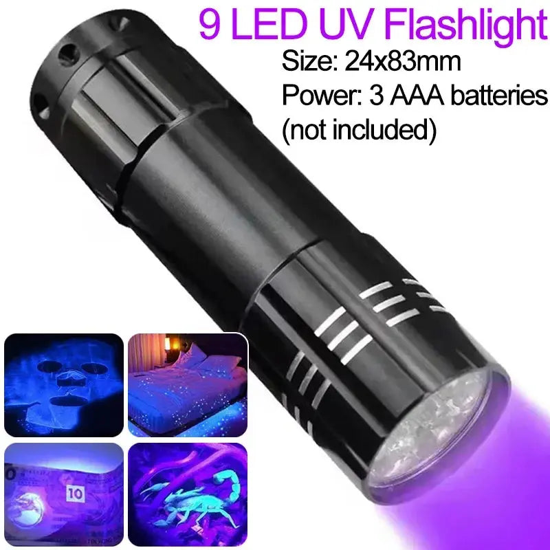 Lampe Torche UV LED 395nm / 365nm – Ultra-Violet Mini | Zoom Réglable | Détecteur de Taches d’Urine, Inspection, Détection de Fuites Ma boutique