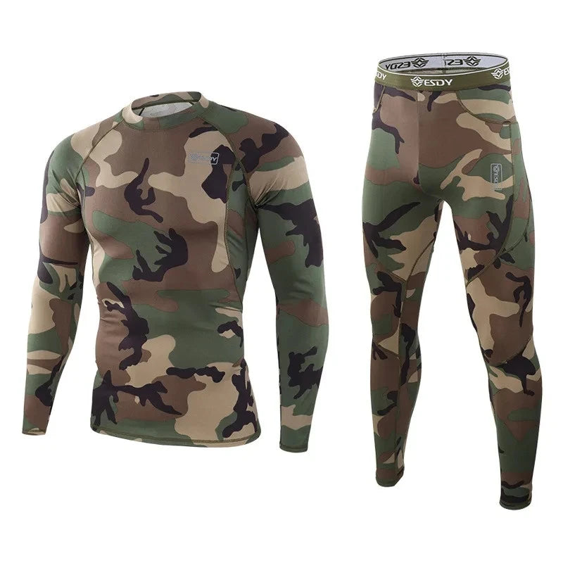 Ensemble Thermique Homme Camouflage – Sous-vêtements Chauds à Compression avec Polaire Intérieure - BLACKBEARD OUTDOOR INDUSTRIES