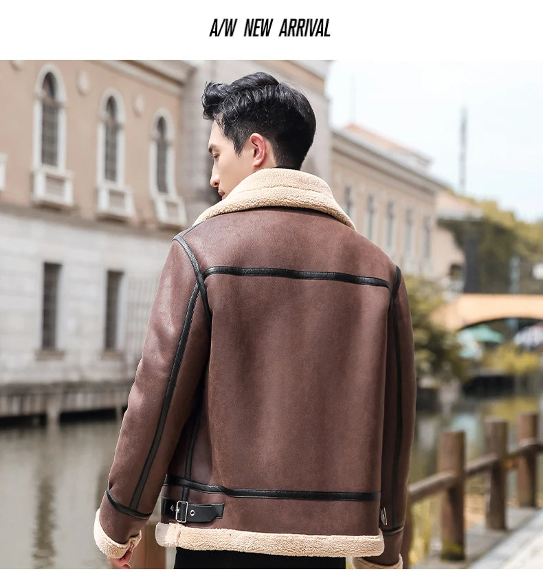 Veste en Cuir PU pour Homme avec Doublure en Cachemire – Manteau en Cuir Motard d'Hiver Épais et Chaud pour Hommes BLACKBEARD OUTDOOR INDUSTRIES