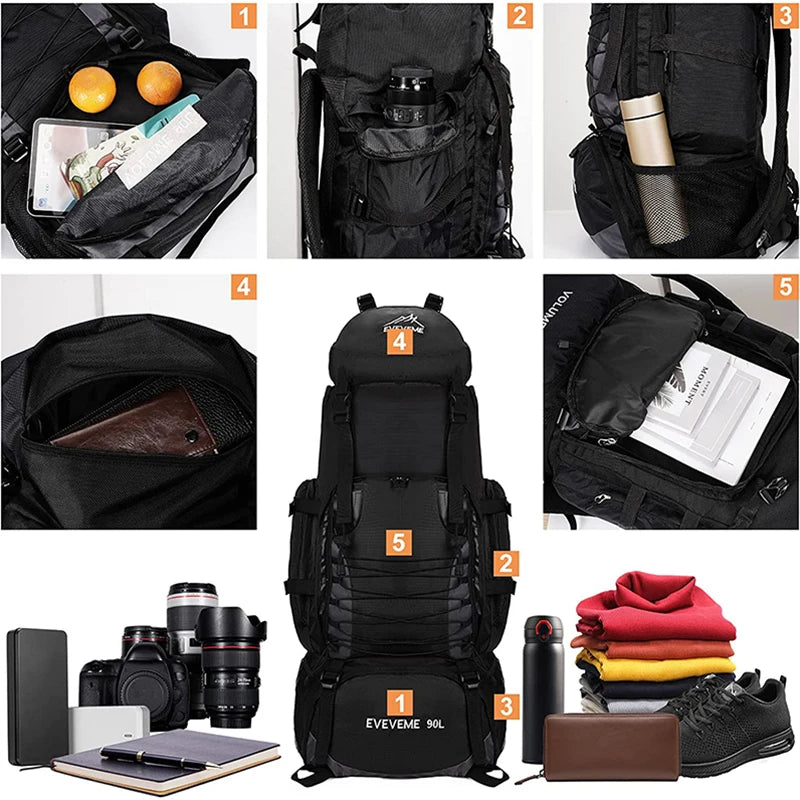 Sac à Dos de Voyage 90L - Sac de Camping, Randonnée, Montagne et Sport - Homme & Femme - BLACKBEARD OUTDOOR INDUSTRIES