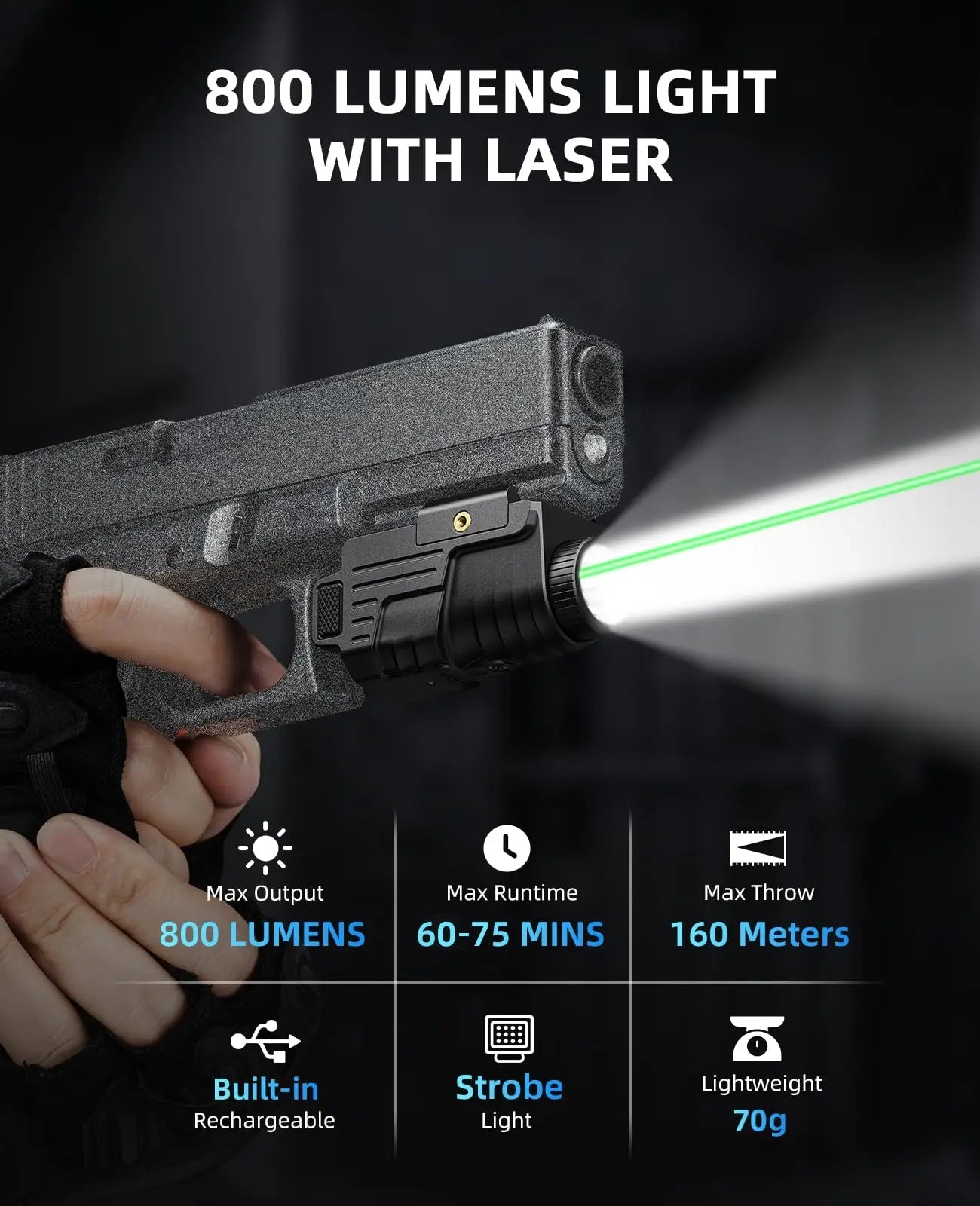 lampe torche et laser vert EZshoot 800 lumens Ma boutique