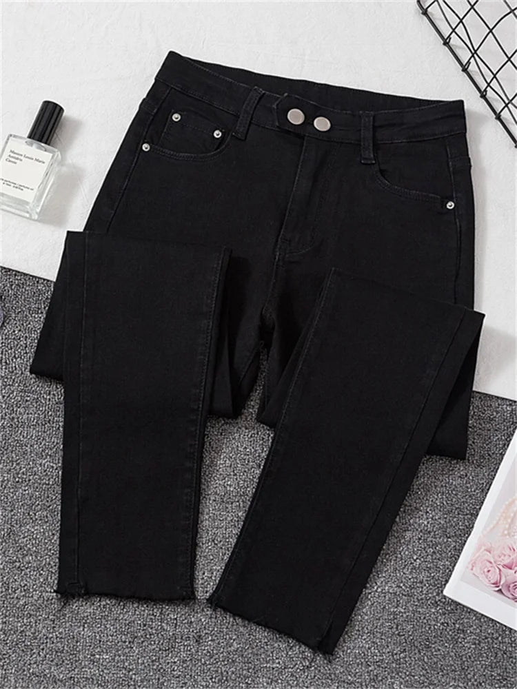 Jeans Femme Skinny Denim Noir – Pantalon Taille Haute Vintage, Stretch Légère - BLACKBEARD OUTDOOR INDUSTRIES