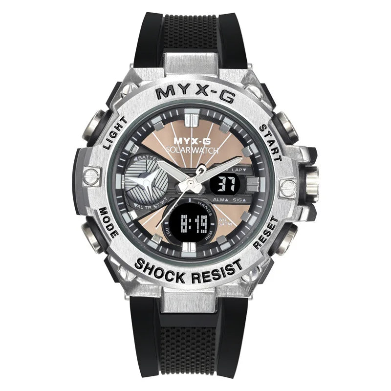 Montre Homme Énergie Solaire STRYVE – Style Acier Inoxydable – Double Affichage Analogique & Digital – Multifonction – Étanche 50M - BLACKBEARD OUTDOOR INDUSTRIES