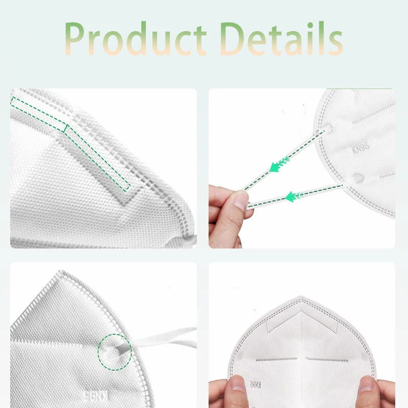 Masques KN95 5 Couches (20/40/60 Pièces) - Protection Efficace Contre la Poussière et les Particules - Élastiques Respirants, Filtration à 95% BLACKBEARD OUTDOOR INDUSTRIES