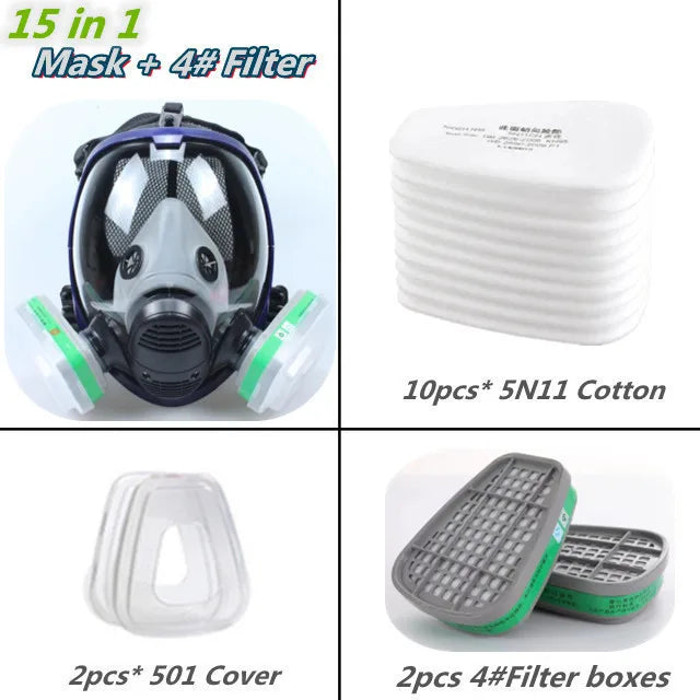 Masque à Gaz Chimique 6800 — Respirateur Anti-poussière et Anti-buée avec Filtres pour Gaz Organiques, Gaz Acides, Ammoniac et Soudure - BLACKBEARD OUTDOOR INDUSTRIES