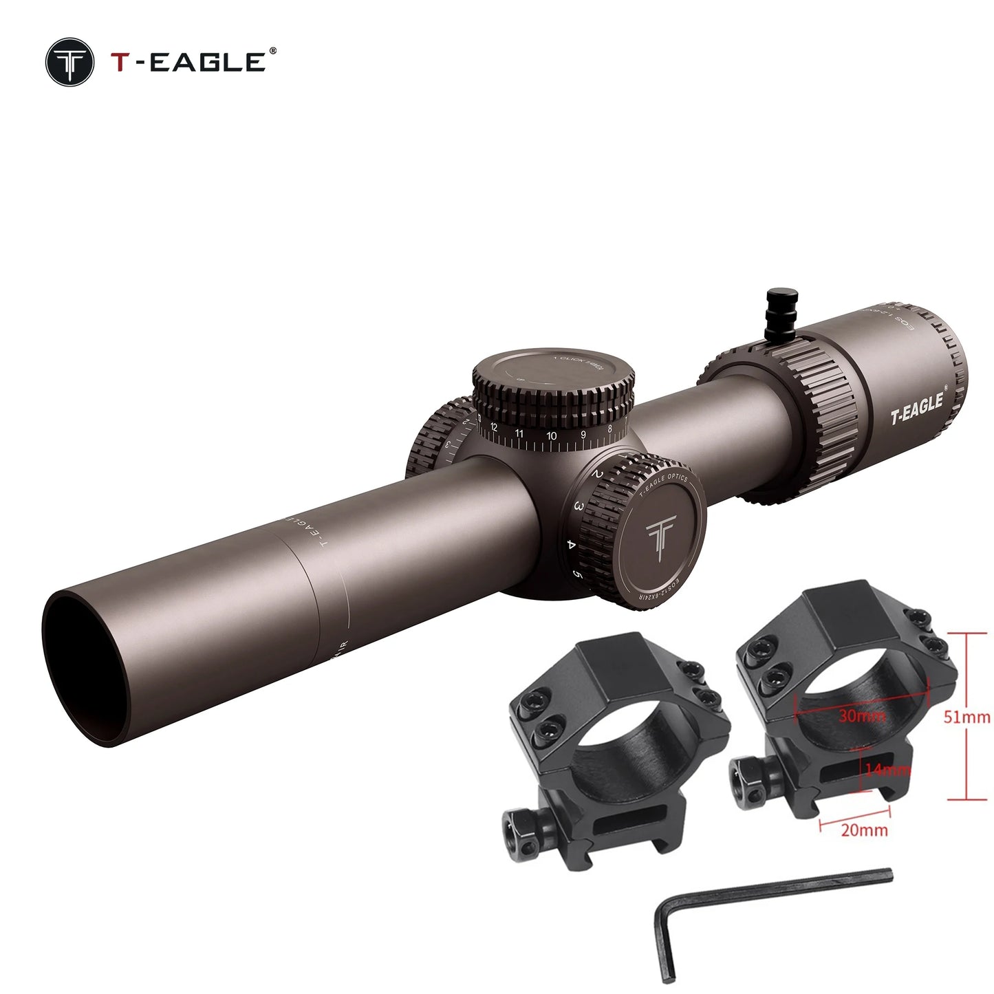 T-EAGLE EOS 1.2-6x24 IR - Lunette de Précision Tactique pour Fusil de Chasse avec Réticule Illuminé, Viseur Collimateur et Support Picatinny - BLACKBEARD OUTDOOR INDUSTRIES