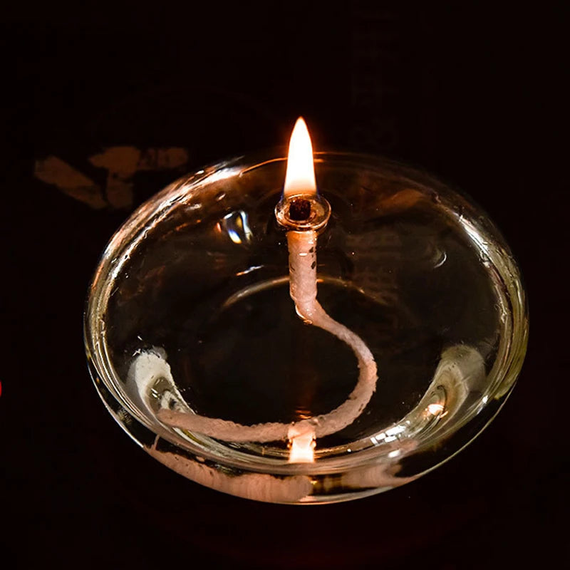 Porte-Bougie en Verre Transparent - Lampe à Huile avec Mèche – Décoration Rustique pour Mariage, Anniversaire, Dîner, Table d'Intérieur - BLACKBEARD OUTDOOR INDUSTRIES