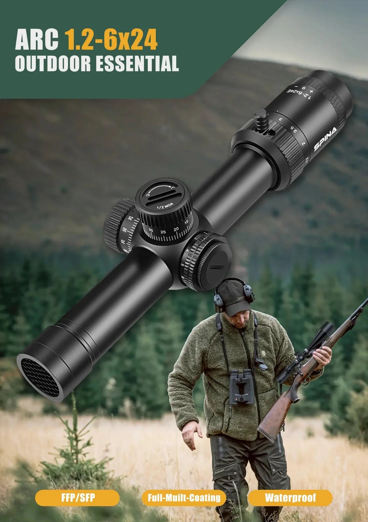 SPINA OPTICS WolfChase LPVO 1.2-6x24 FFP/SFP - Lunette de Tir pour Fusil, Viseur à Point Rouge, Optique de Chasse et CQB Ma boutique