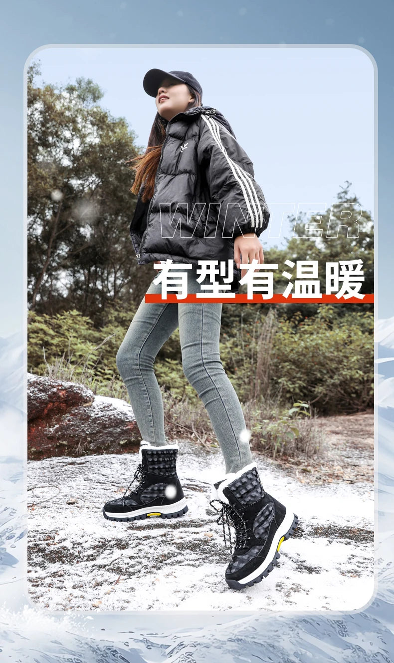 Bottes de Neige Femme Hiver 2024 – Sneakers Chaudes à Fourrure, Semelle Épaisse, Imperméables – Bottines Mi-mollet Outdoor - BLACKBEARD OUTDOOR INDUSTRIES