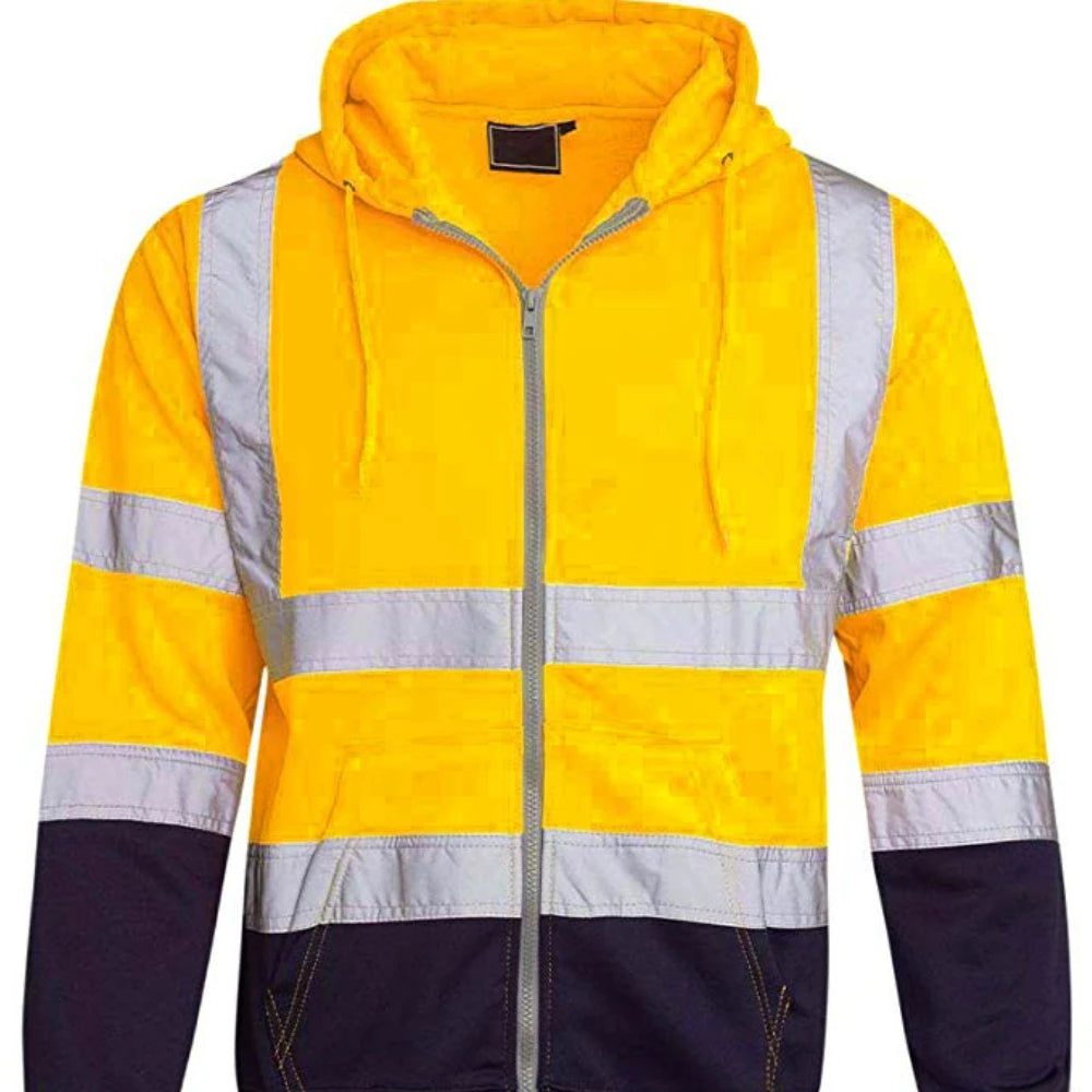 Sweat à Capuche Réfléchissant Haute Visibilité - Vêtement de Travail de Protection, Coloris Bloc, Fermeture Éclair - BLACKBEARD OUTDOOR INDUSTRIES