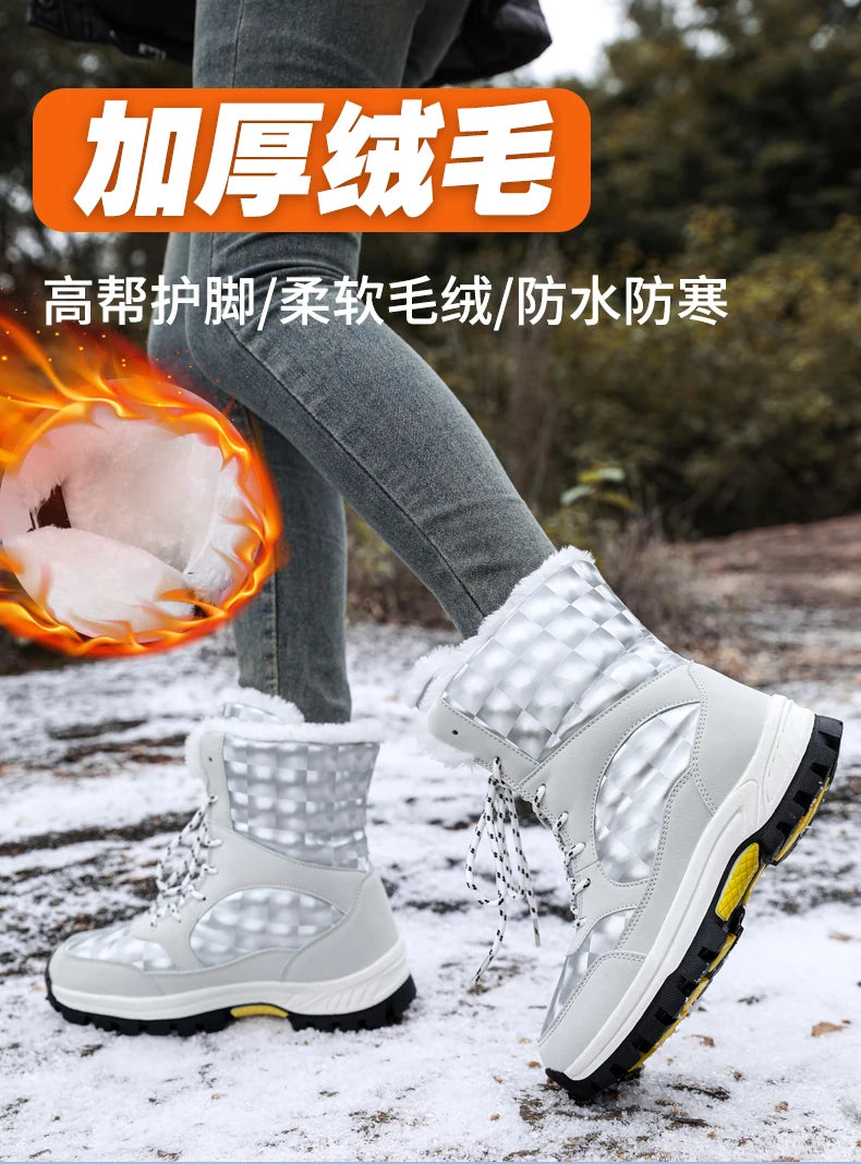 Bottes de Neige Femme Hiver 2024 – Sneakers Chaudes à Fourrure, Semelle Épaisse, Imperméables – Bottines Mi-mollet Outdoor - BLACKBEARD OUTDOOR INDUSTRIES