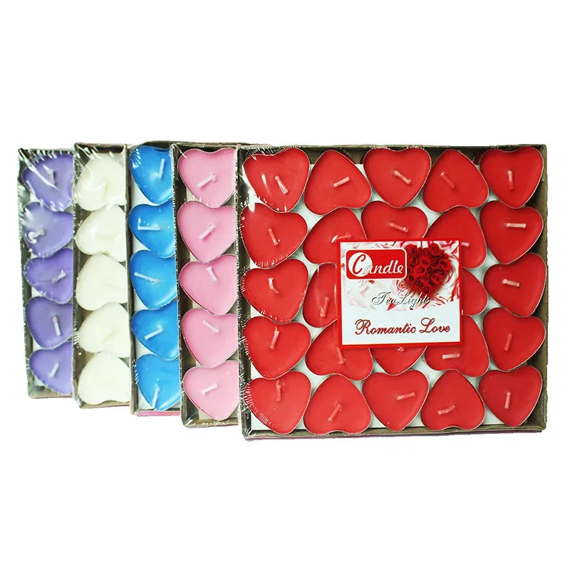 50 Bougies Parfumées en Forme de Cœur – Bougies Tea Light Romantiques pour Mariages, Anniversaires et Décorations - BLACKBEARD OUTDOOR INDUSTRIES