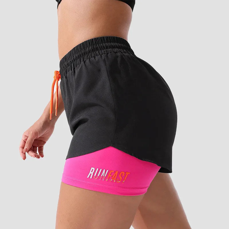 Short de Sport Femme 2-en-1 Mermaid Curve – Respirant, Séchage Rapide, Taille Cordon, Graphique Lettre - BLACKBEARD OUTDOOR INDUSTRIES