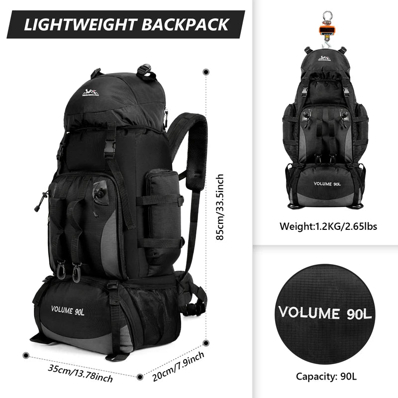 Sac à Dos de Randonnée Imperméable 90L – Sac de Voyage et de Camping avec Grande Capacité, Idéal pour Trekking et Aventures Extérieures - BLACKBEARD OUTDOOR INDUSTRIES