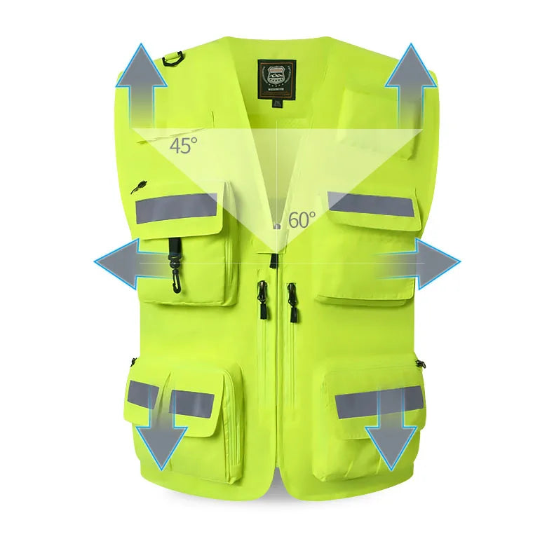 Gilet de Sécurité Réfléchissant Haute Visibilité - Veste de Travail Fluorescente pour Motocyclistes - BLACKBEARD OUTDOOR INDUSTRIES