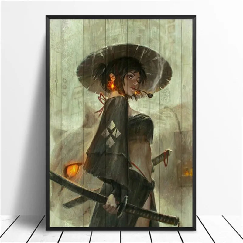 Poster Retro Japon Samurai – Impression sur Toile Canvas - BLACKBEARD OUTDOOR INDUSTRIES