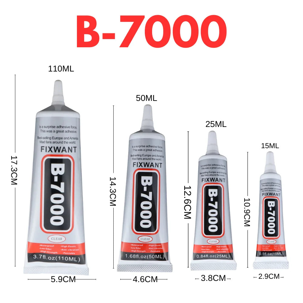 Colle B-7000 - Adhesif Universel Transparent pour Réparation d'Écran de Téléphone - Disponible en 15ML, 25ML, 50ML, 110ML avec Applicateur de Précision BLACKBEARD OUTDOOR INDUSTRIES
