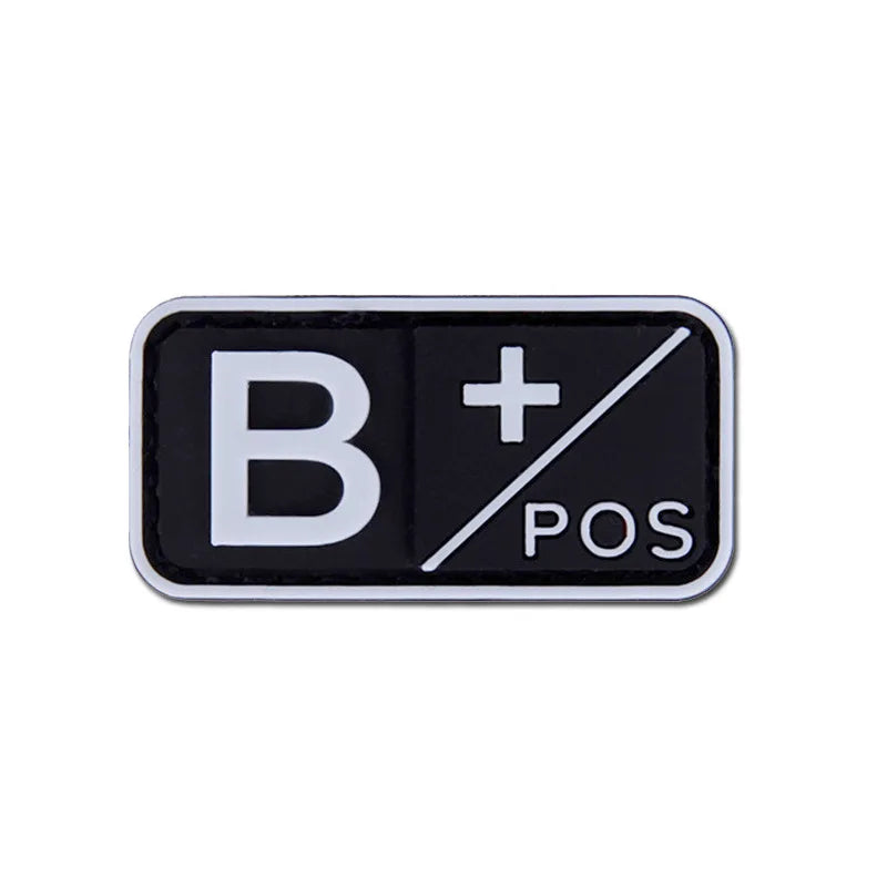Patch Groupe Sanguin 3D PVC – A B AB O Rh + / - – Écusson Tactique Militaire Hook & Loop 5×2,5 cm - BLACKBEARD OUTDOOR INDUSTRIES