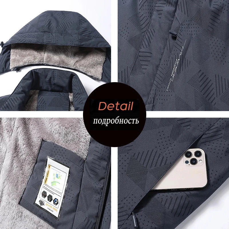 Veste d’Hiver Homme – Imperméable et Coupe-vent, avec Capuche Détachable, Doublure en Laine, Idéale pour Randonnée, Travail... BLACKBEARD OUTDOOR INDUSTRIES