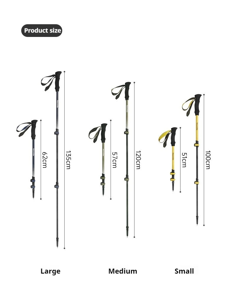 Naturehike Bâton de Randonnée 3 Sections – Fibre de Carbone 3K Ultraléger, Réglable, Pointe Tungstène – Modèle EXT1 - BLACKBEARD OUTDOOR INDUSTRIES