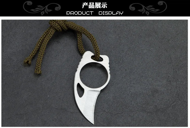 Couteau Pendentif de Self-Défense en Acier Inoxydable - Couteau Fixe Portable pour Outdoor, Survival, et Autodéfense - BLACKBEARD OUTDOOR INDUSTRIES
