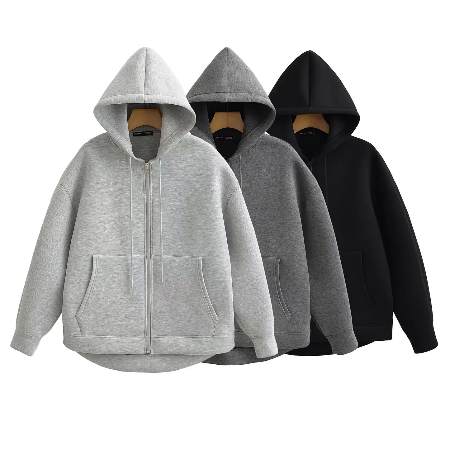 Veste à Capuche Grise femme - Manteau à Manches Longues avec Poches Spacieuses et Fermeture Éclair - Veste Décontractée et Légère pour Femme - BLACKBEARD OUTDOOR INDUSTRIES