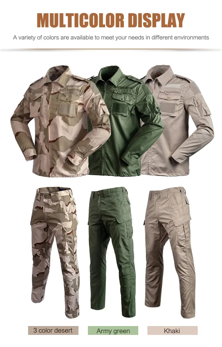 Set de Vêtements Tactiques BDU - Chemise et Pantalon Camouflage pour Entraînement en Plein Air, Randonnée, Chasse, Airsoft, Sniper, Combat, Ghillie Suit - BLACKBEARD OUTDOOR INDUSTRIES